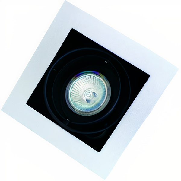 UDL3021/1-MCH/SLV/WH  Swivel and Tilt Downlight Single Frame 12V MR16 with Black Bafe