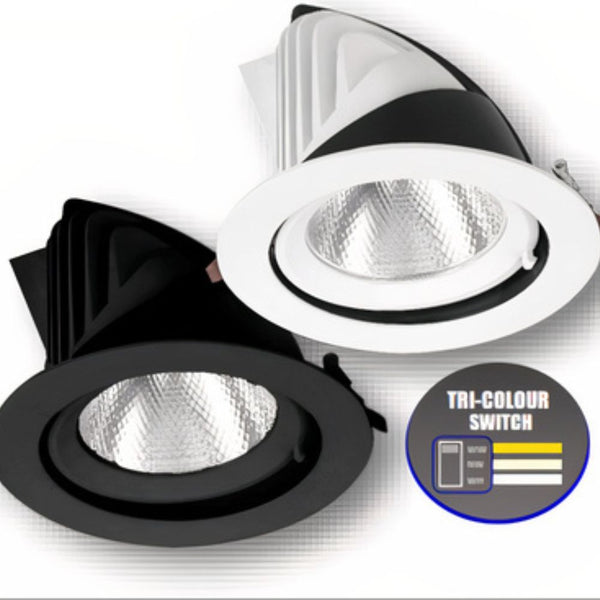 UMHLED30RD-3CCT-WH/BLK    30W Round LED Shop Lighter