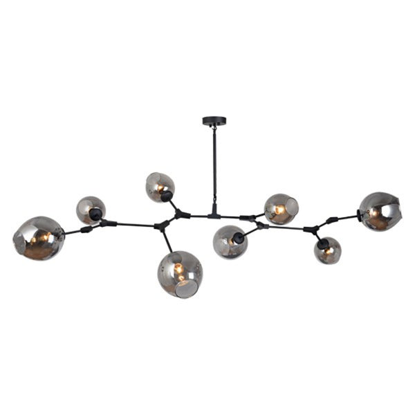 UPR-LINDSEY-8-BLK -SMK/CLR  Lindsey Bubble Replica 8 Light Pendant